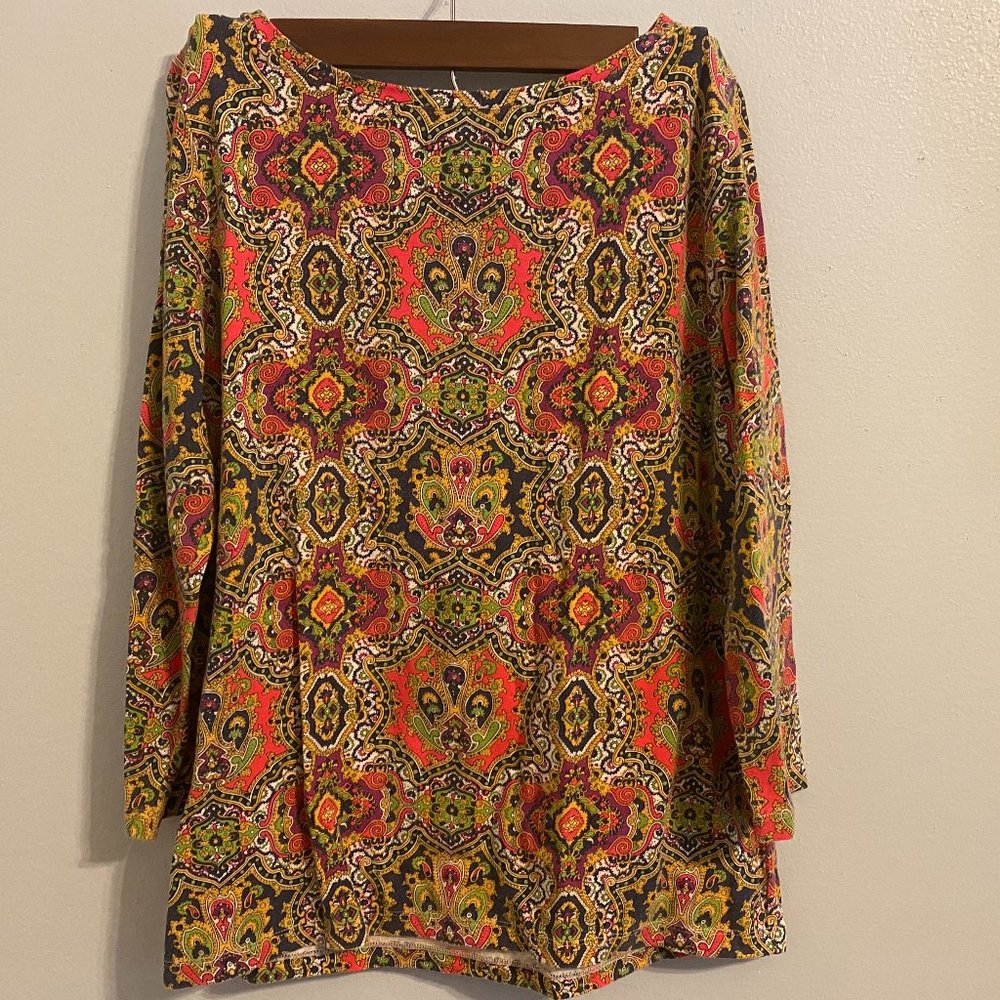 Talbots Paisley 3/4 Sleeve Top - Size M